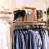 Clothing rail with a selection of blue shirts