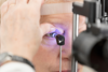 Close up of eye test on Preventing sight loss in glaucoma